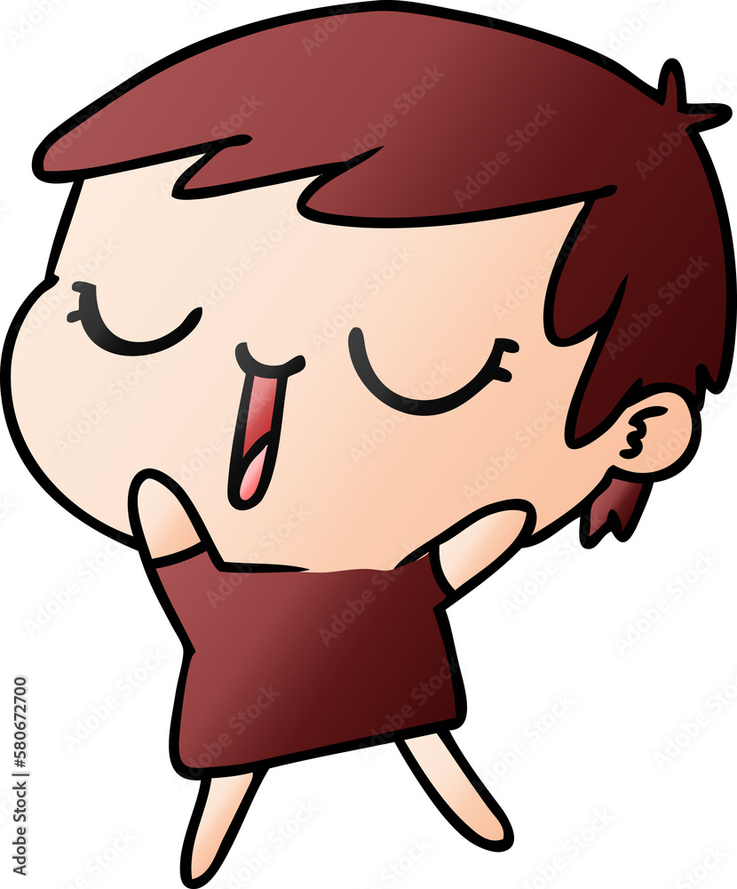 gradient cartoon of cute kawaii short haired girl gradient cartoon of cute kawaii short haired girl