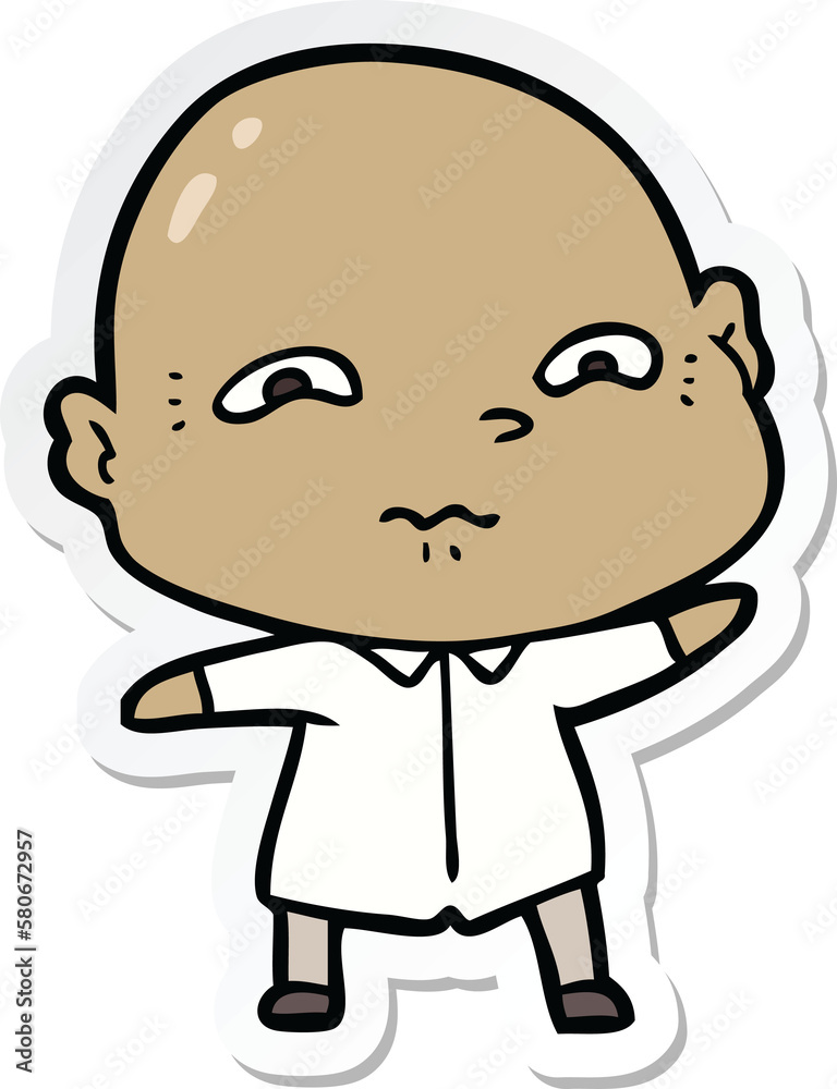 sticker of a cartoon nervous man sticker of a cartoon nervous man