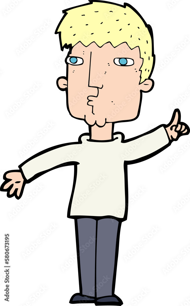 cartoon man raising point cartoon man raising point