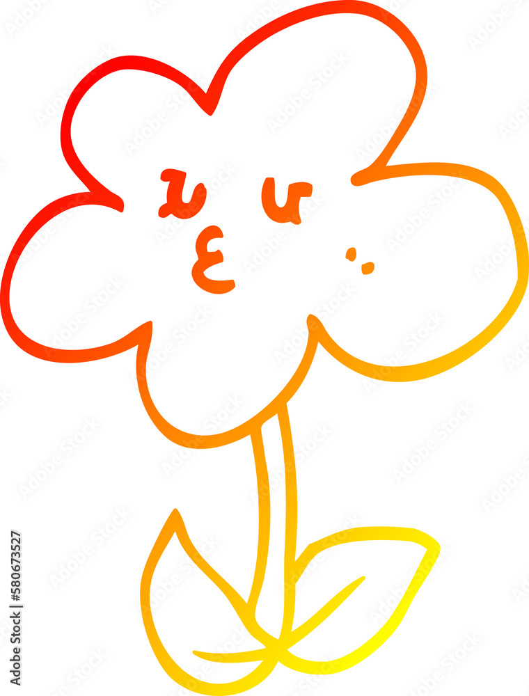 warm gradient line drawing cartoon flower warm gradient line drawing cartoon flower