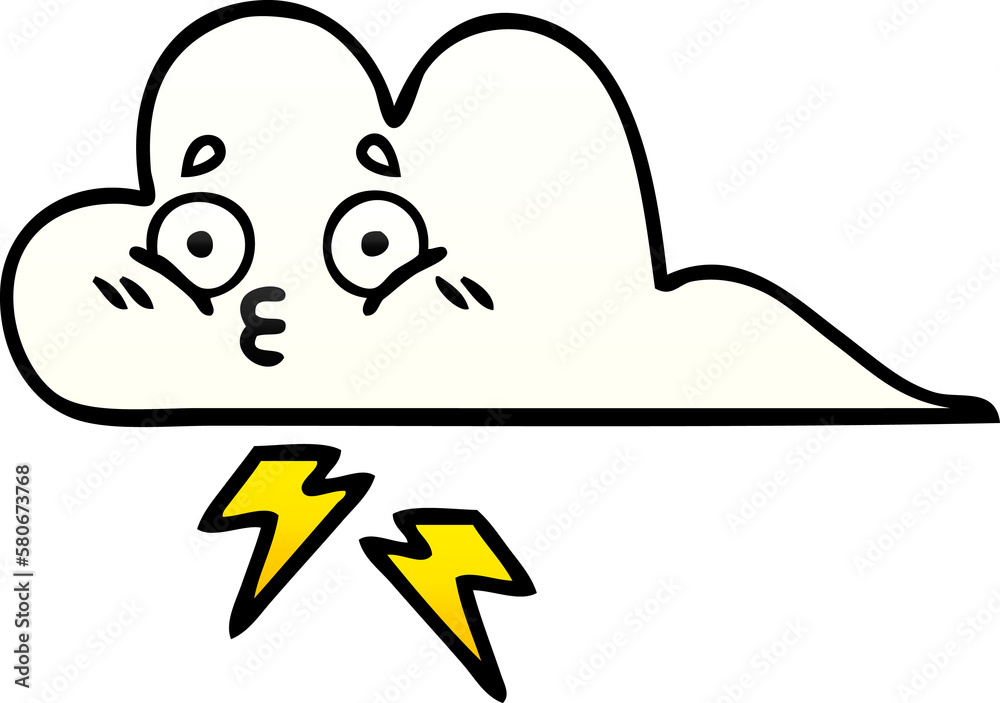 gradient shaded cartoon thunder cloud gradient shaded cartoon thunder cloud