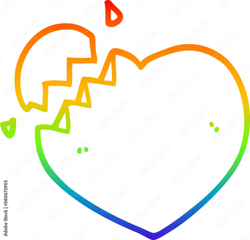 rainbow gradient line drawing cartoon broken heart rainbow gradient line drawing cartoon broken heart