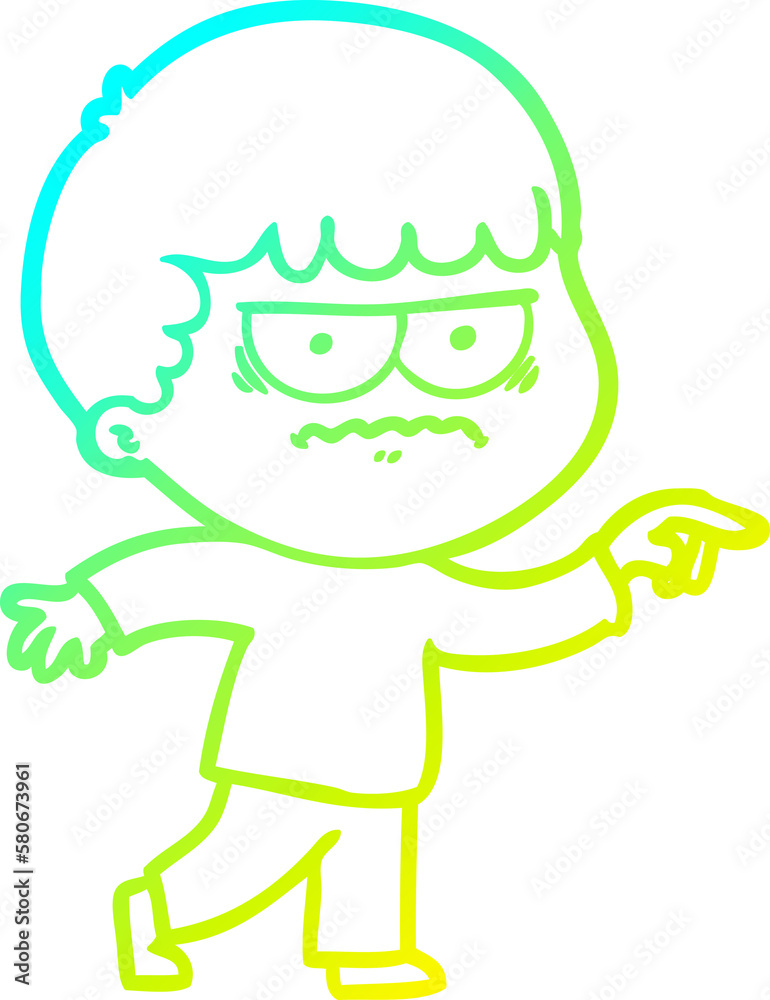 cold gradient line drawing cartoon annoyed man cold gradient line drawing cartoon annoyed man