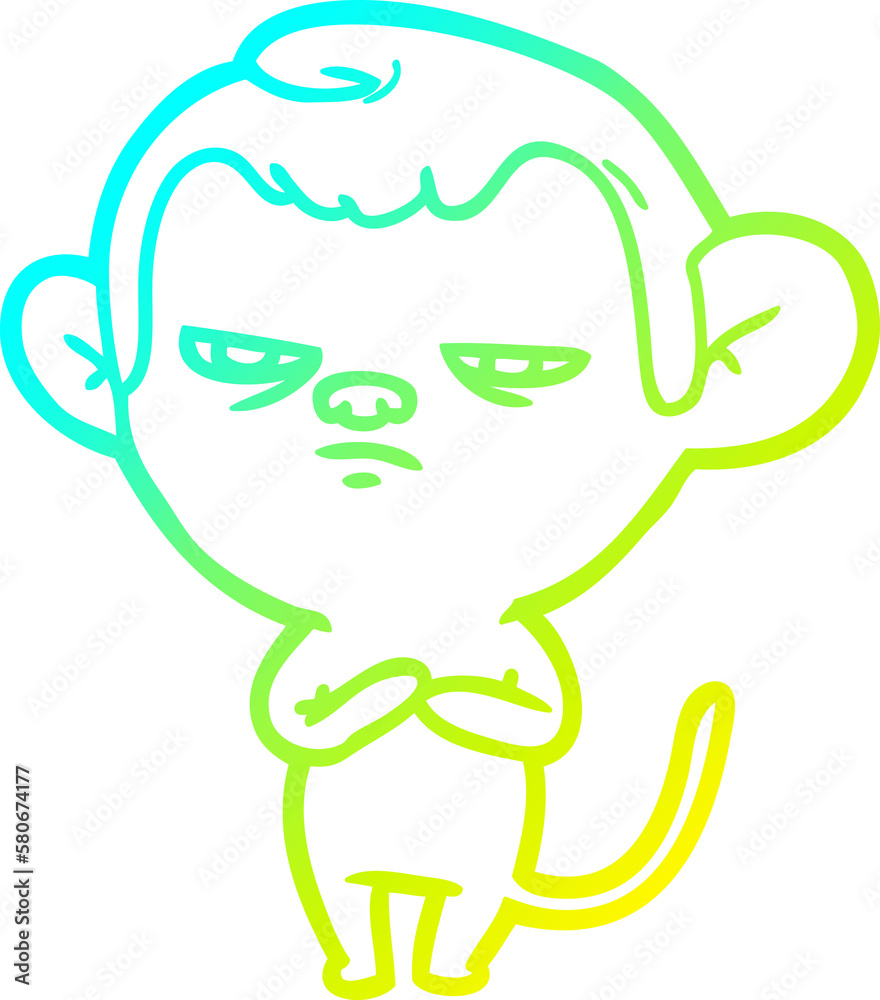 cold gradient line drawing cartoon monkey
