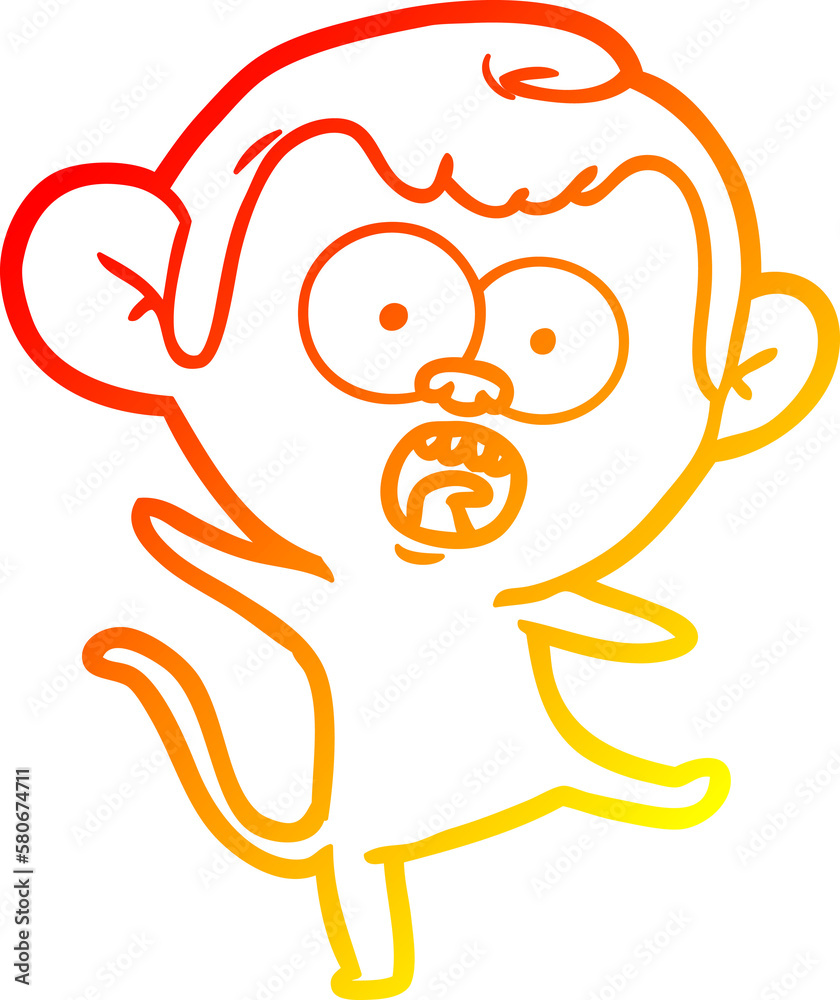 warm gradient line drawing cartoon shocked monkey warm gradient line drawing cartoon shocked monkey