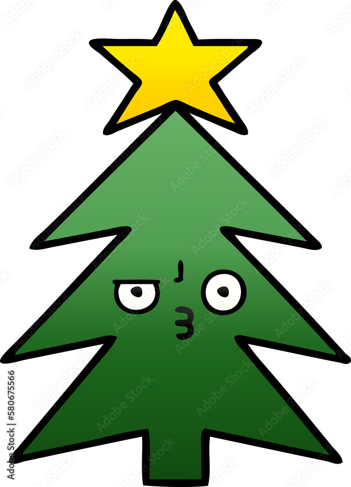 gradient shaded cartoon christmas tree