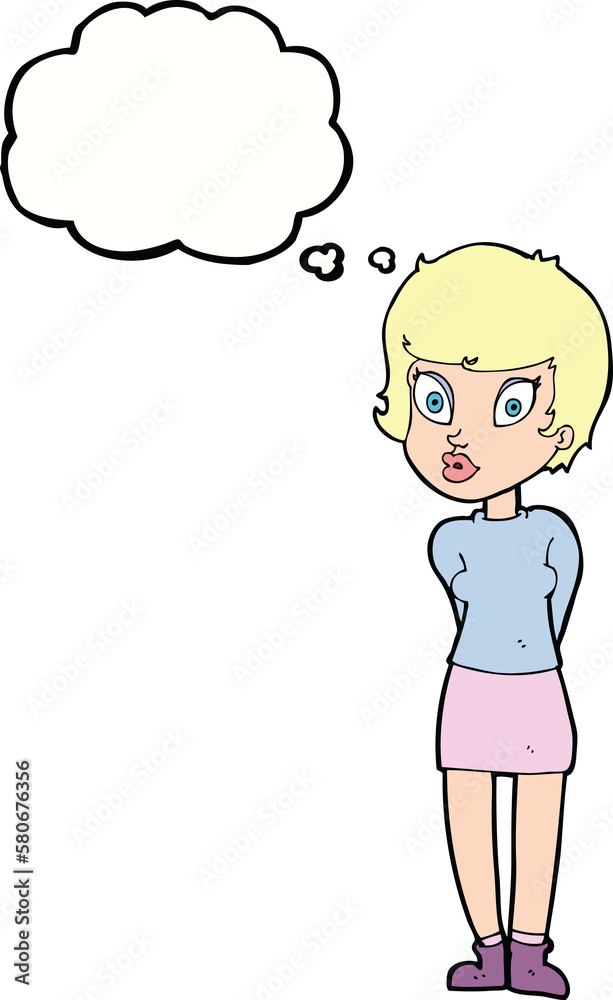 cartoon pretty woman with thought bubble cartoon pretty woman with thought bubble