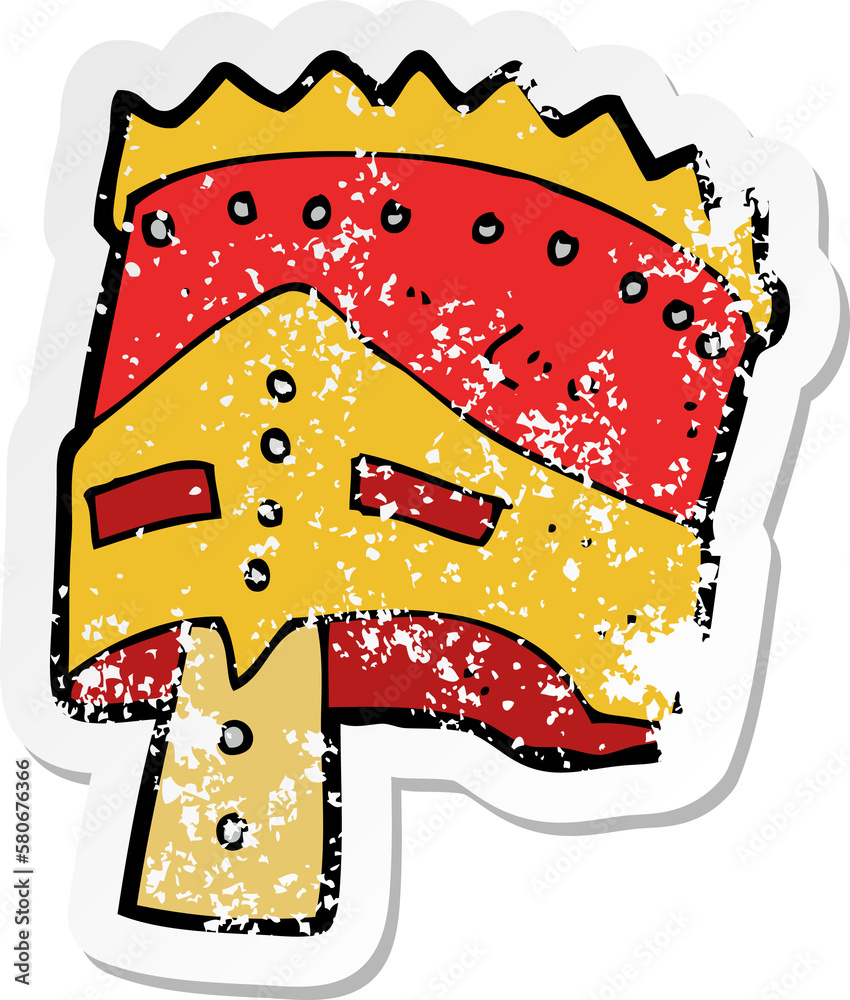 retro distressed sticker of a cartoon kings armor