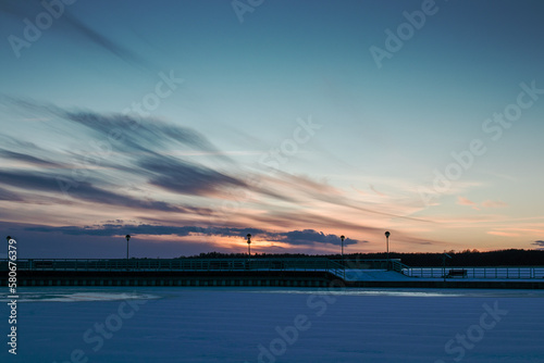 sunset over the bridge