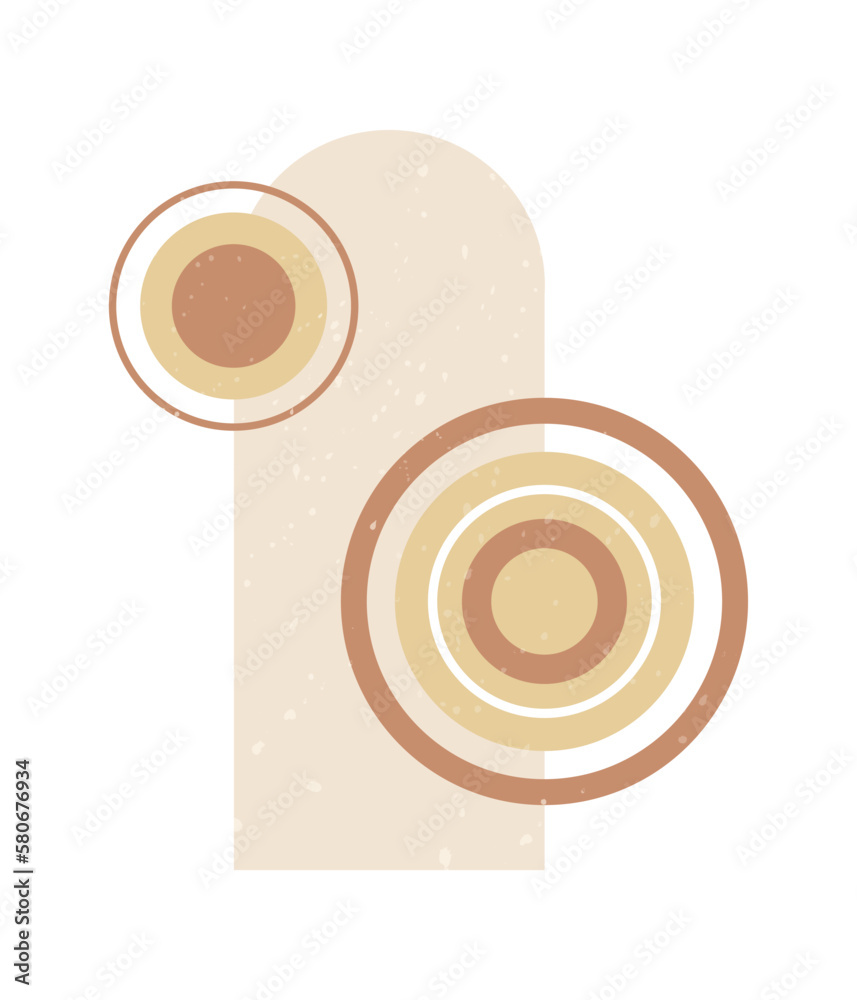Boho style geometric design elements. Abstract shapes with texture. Neutral terracotta wall decor, cover, print, card, branding designs. Boho style geometric design elements. Abstract shapes with texture. Neutral terracotta wall decor, cover, print, card, branding designs.