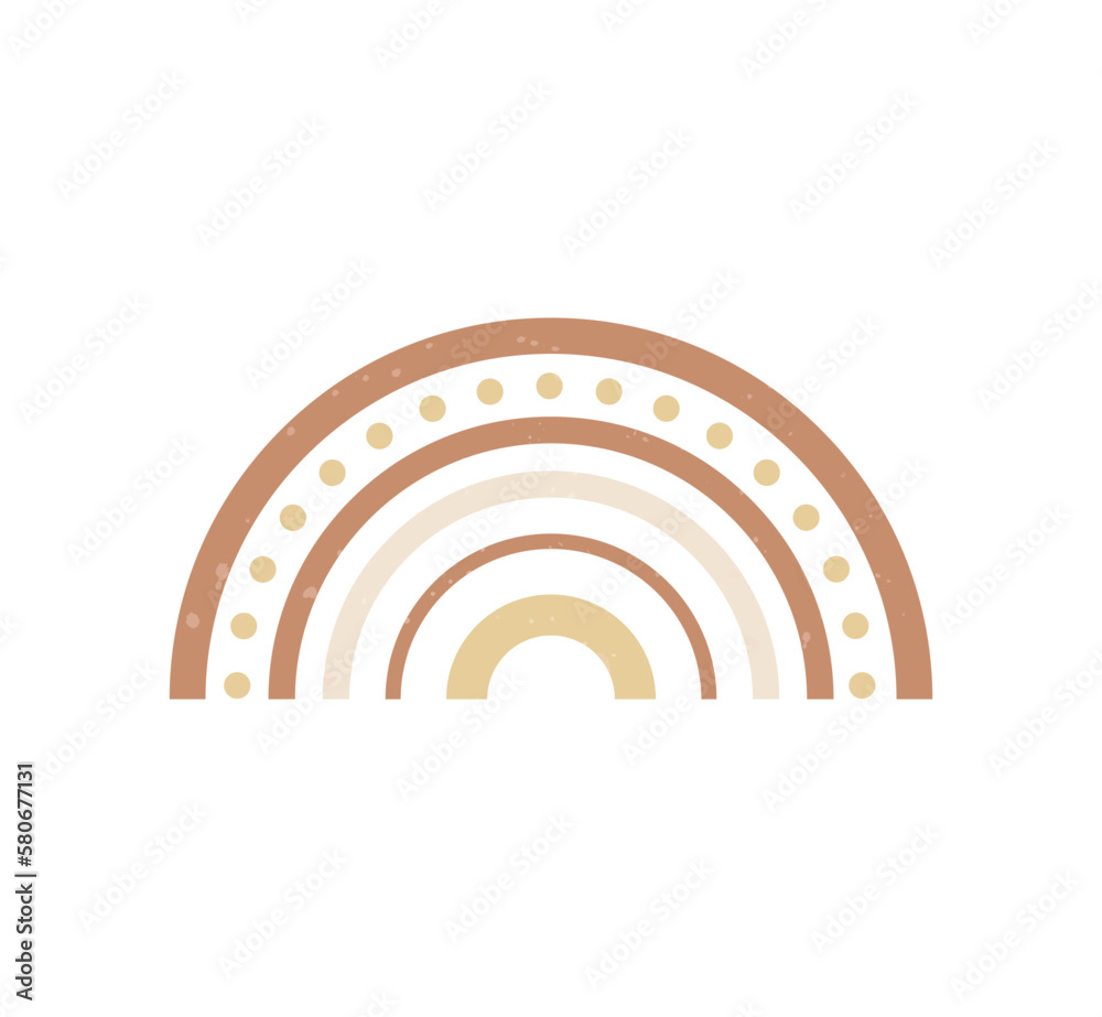 Boho style geometric rainbow. Abstract shapes with texture. Neutral terracotta wall decor, cover, print, card, branding designs. Boho style geometric rainbow. Abstract shapes with texture. Neutral terracotta wall decor, cover, print, card, branding designs.