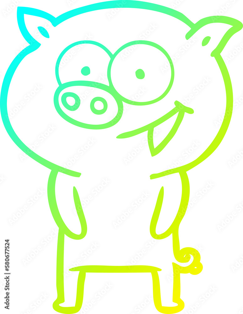cold gradient line drawing cheerful pig cartoon cold gradient line drawing cheerful pig cartoon