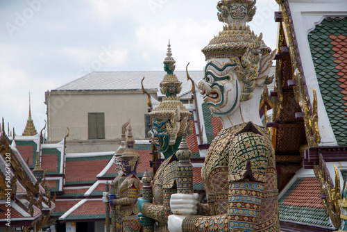 Demon Guardian at Wat Phra Kaew Temple of the Emerald Buddha Bangkok photo