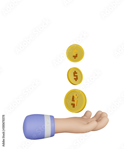 dollar coin falling on hand