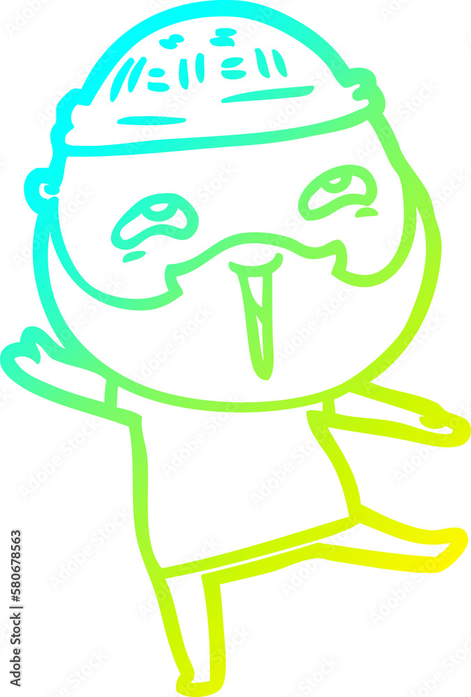 Obraz premium cold gradient line drawing cartoon happy bearded man