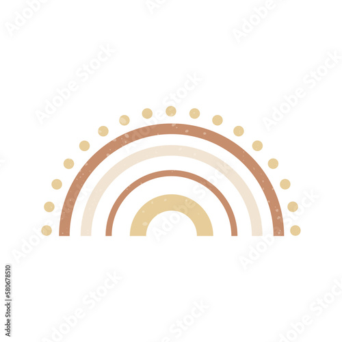 Boho style geometric rainbow. Abstract shapes with texture. Neutral terracotta wall decor, cover, print, card, branding designs