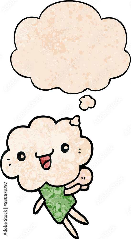 cartoon cloud head creature and thought bubble in grunge texture pattern style cartoon cloud head creature and thought bubble in grunge texture pattern style