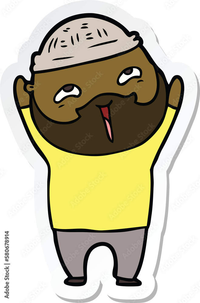 sticker of a cartoon happy bearded man sticker of a cartoon happy bearded man