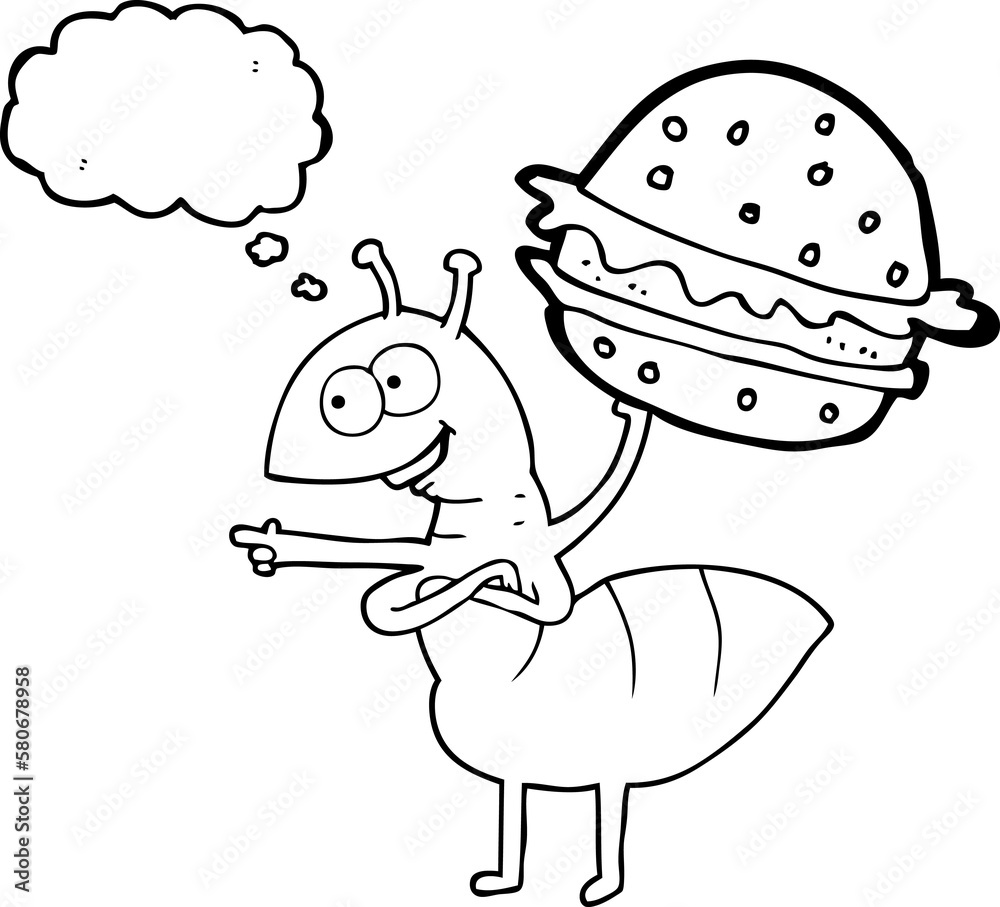 thought bubble cartoon ant carrying food thought bubble cartoon ant carrying food