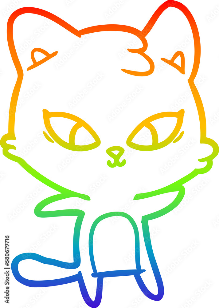 rainbow gradient line drawing cute cartoon cat rainbow gradient line drawing cute cartoon cat