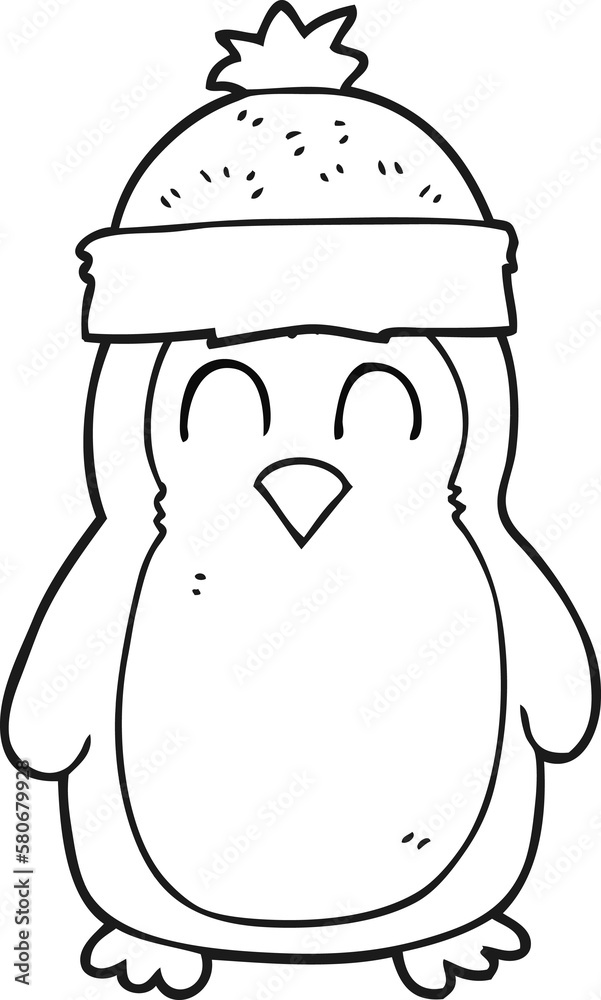 Fototapeta premium black and white cartoon penguin