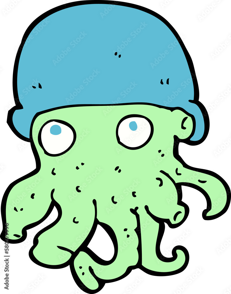 cartoon alien head wearing hat cartoon alien head wearing hat