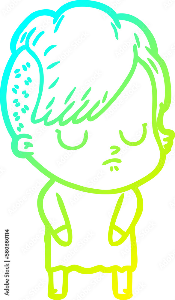 cold gradient line drawing cartoon woman cold gradient line drawing cartoon woman