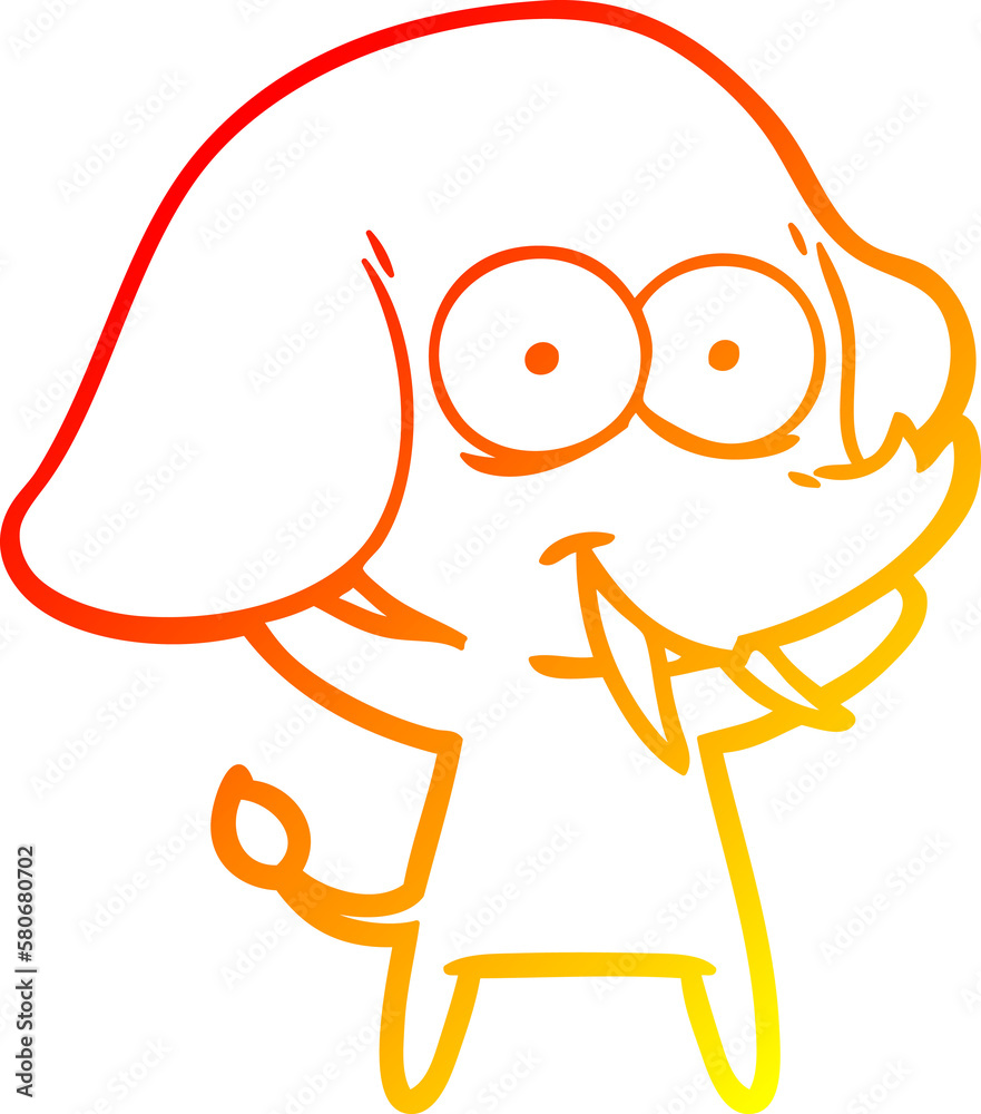 warm gradient line drawing happy cartoon elephant warm gradient line drawing happy cartoon elephant