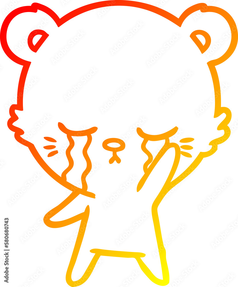 warm gradient line drawing crying cartoon polarbear warm gradient line drawing crying cartoon polarbear
