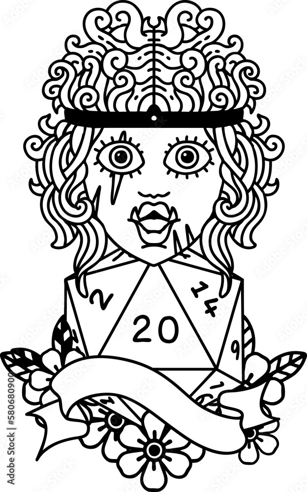 half orc barbarian character with natural twenty dice roll illustration half orc barbarian character with natural twenty dice roll illustration