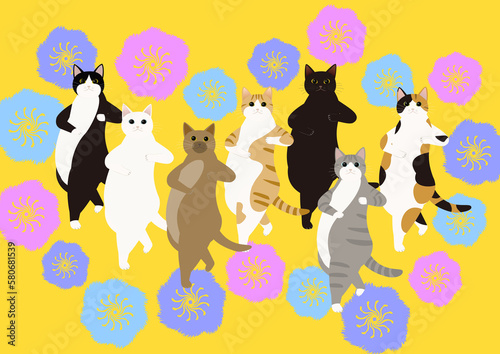 ウキウキ猫ダンス　7匹の猫