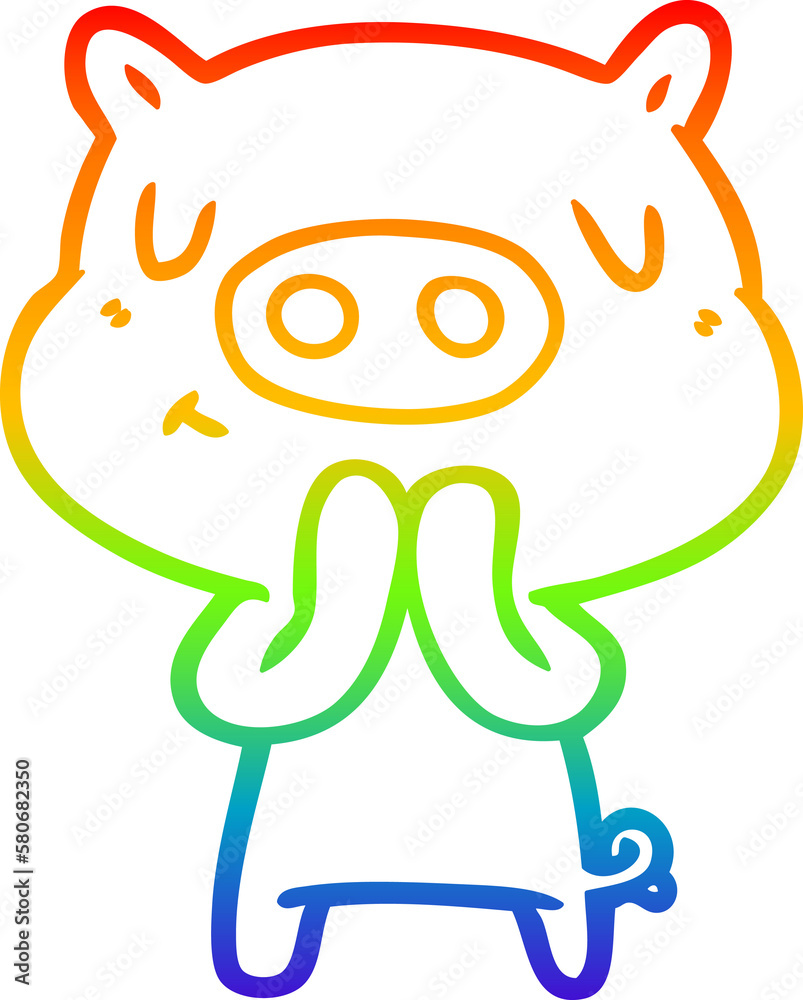 rainbow gradient line drawing cartoon content pig rainbow gradient line drawing cartoon content pig