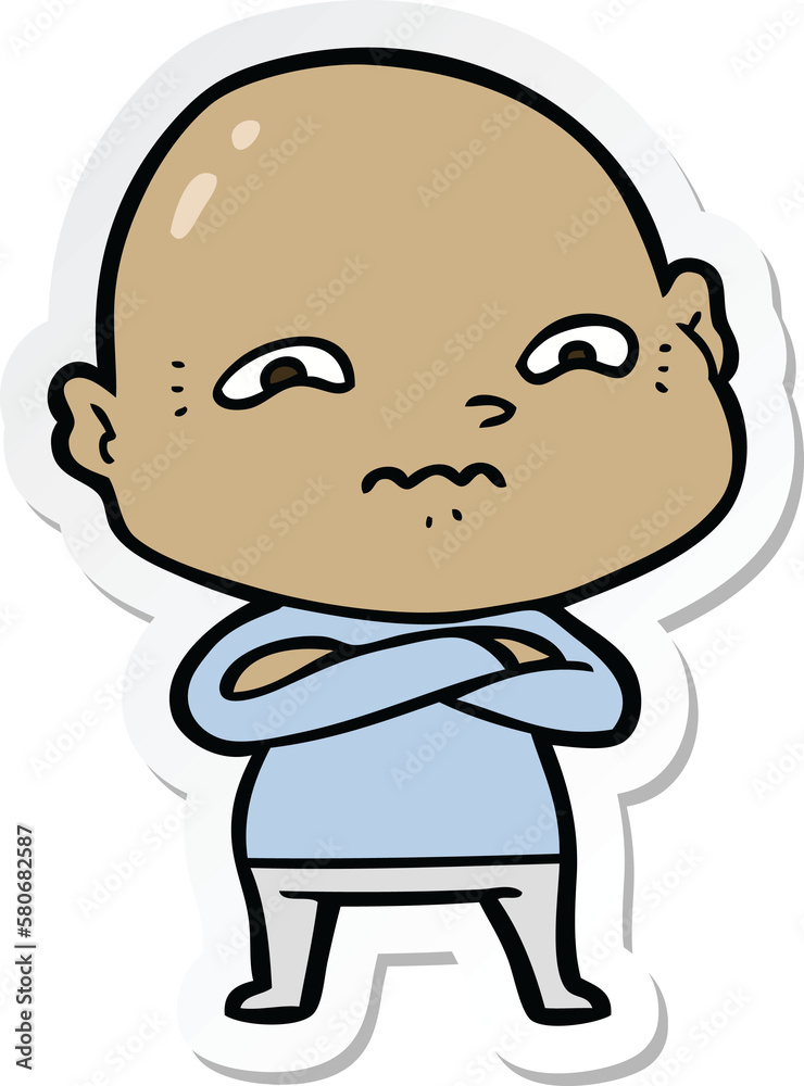 sticker of a cartoon nervous man sticker of a cartoon nervous man