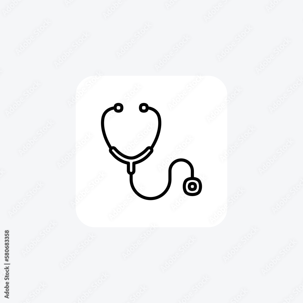 Stethoscope, checkup fully editable vector fill icon

