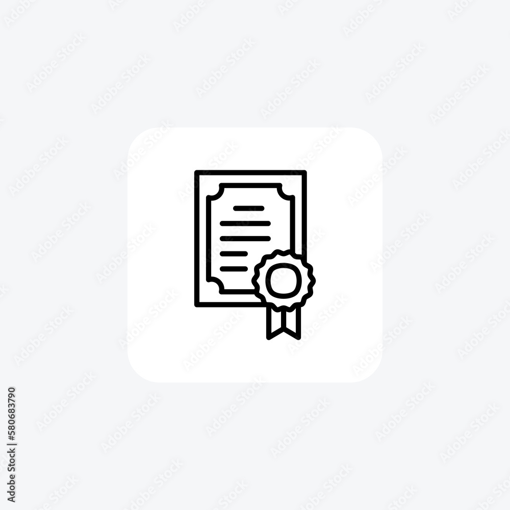 Certificate, degree fully editable vector Line Icon
