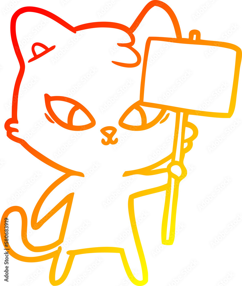 warm gradient line drawing cute cartoon cat warm gradient line drawing cute cartoon cat