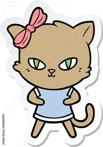 sticker of a cute cartoon cat