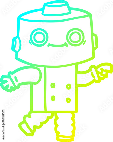 cold gradient line drawing cartoon robot