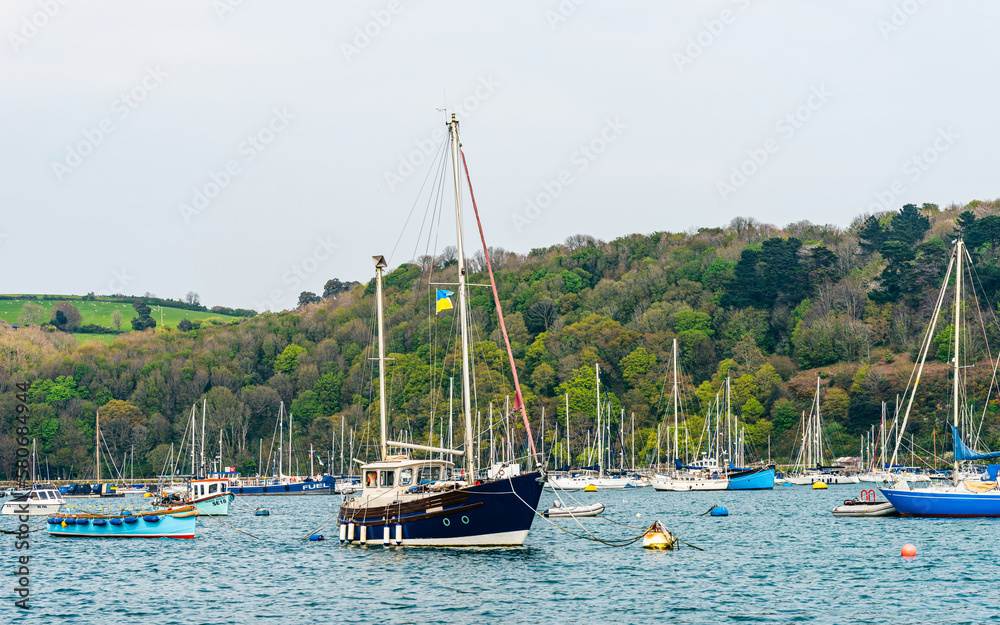 Yachts and Boats over River Dart, Kingswear from Dartmouth, Devon, England, Europe