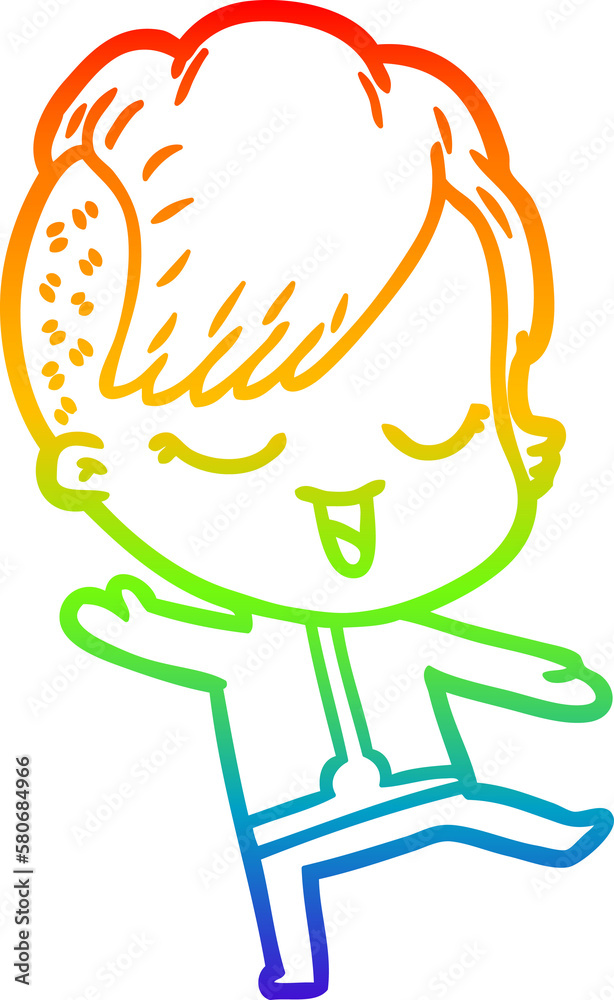 rainbow gradient line drawing happy cartoon girl rainbow gradient line drawing happy cartoon girl