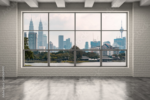 Photography Downtown Kuala Lumpur City Skyline Buildings from High Rise Window