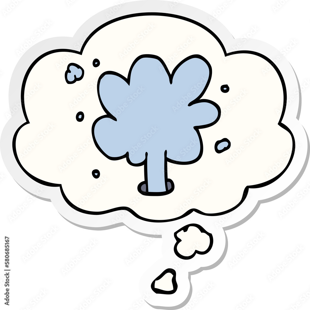 cartoon spouting water and thought bubble as a printed sticker cartoon spouting water and thought bubble as a printed sticker