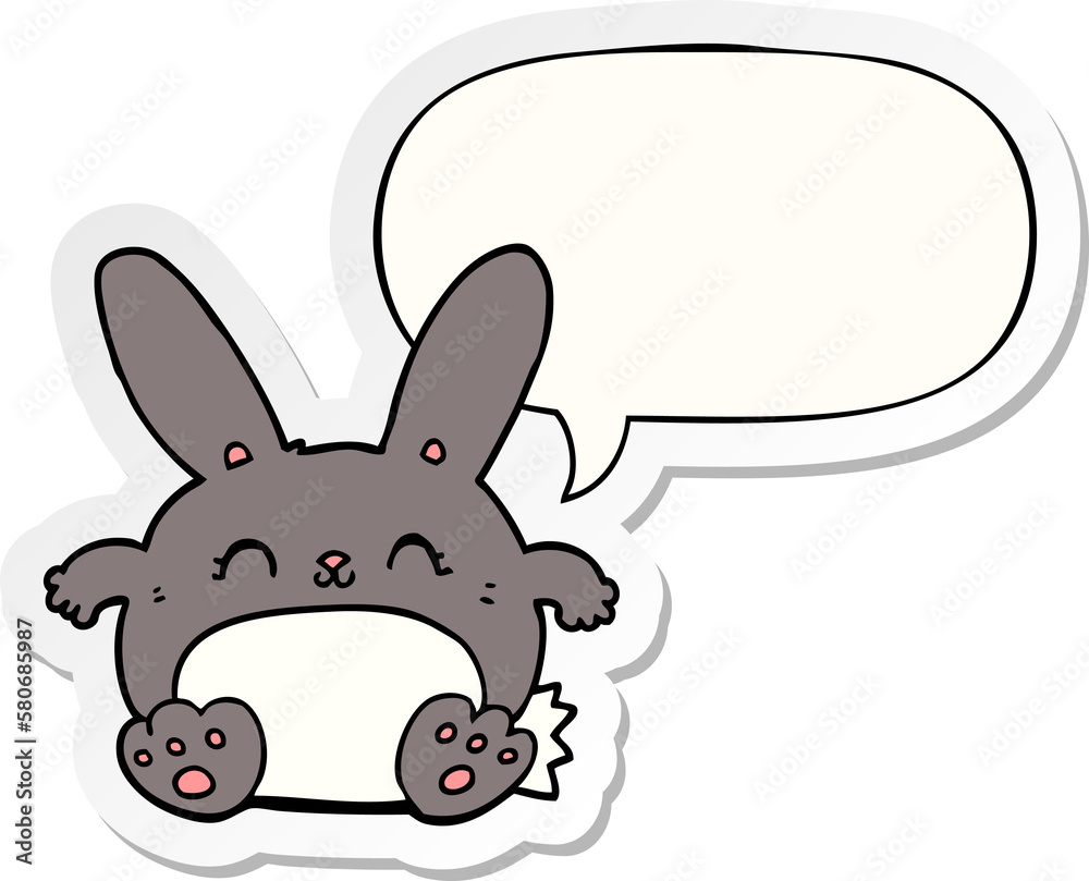 cartoon rabbit and speech bubble sticker cartoon rabbit and speech bubble sticker