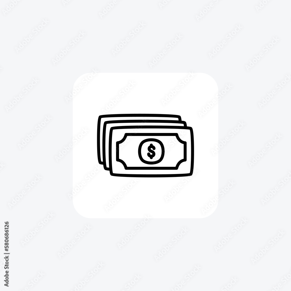 Banknote, finance fully editable vector line icon
Banknote, finance fully editable vector line icon
