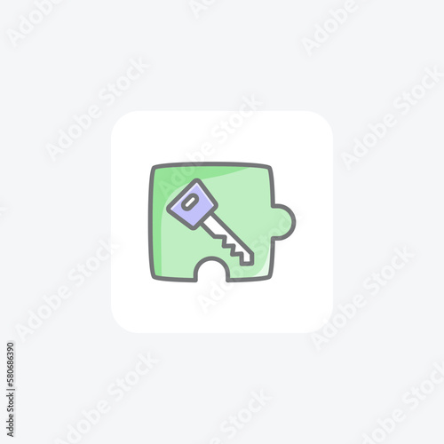 Key, lock fully editable vector line icon

