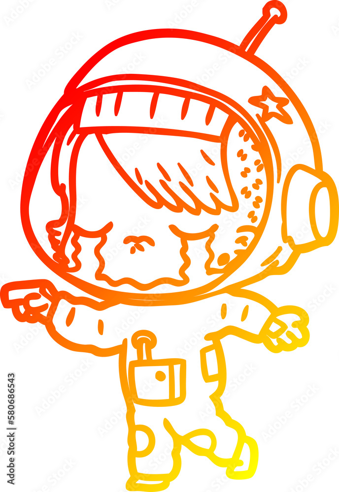 warm gradient line drawing cartoon crying astronaut girl warm gradient line drawing cartoon crying astronaut girl
