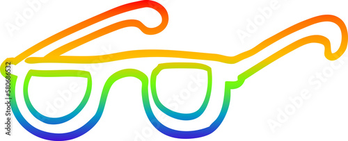 rainbow gradient line drawing cartoon sunglasses