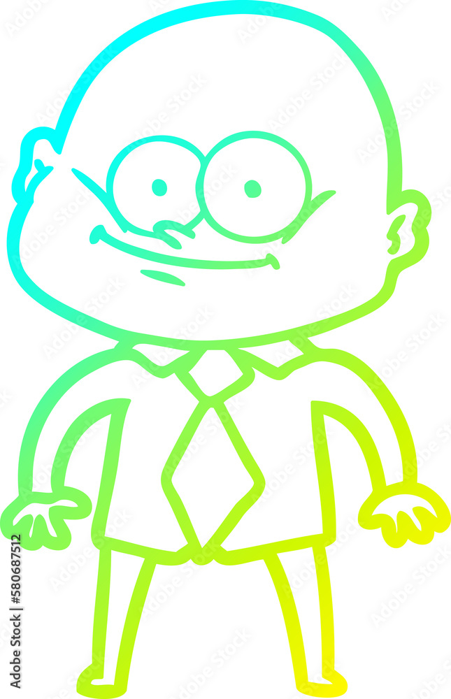Obraz premium cold gradient line drawing cartoon manager man staring