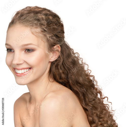 Smiling happy woman with blond hair
