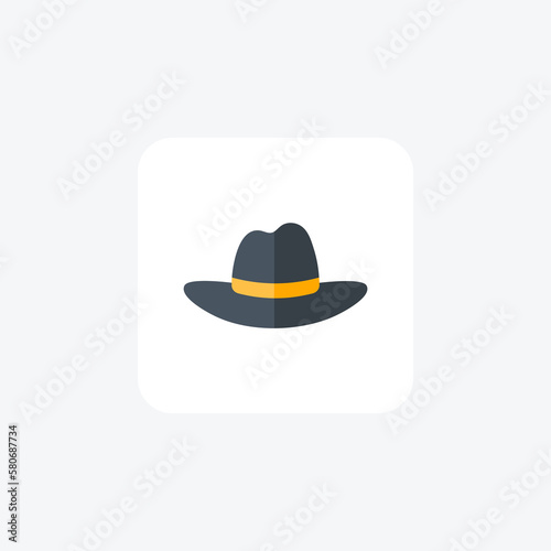 Hat, bowler fully editable vector fill icon


